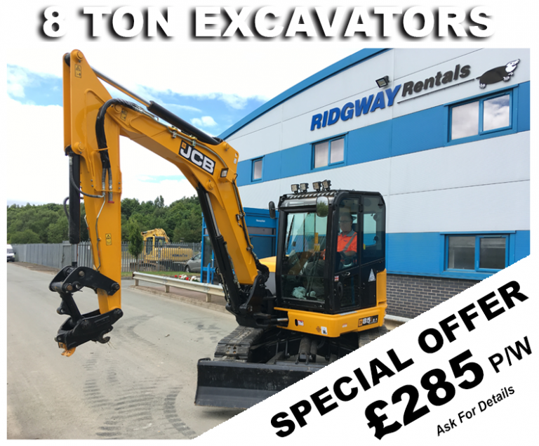 8 Ton Excavator Hire Offer May 2020 at Ridgway Rentals + Free Delivery